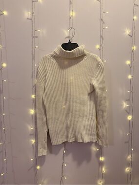 GAP Cream Ribbed Turtleneck Sweater